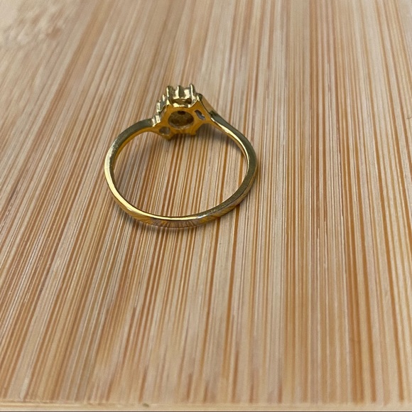 14K Gold Plated Pink and Clear Crystal Stone Flower Ring - Picture 8 of 15